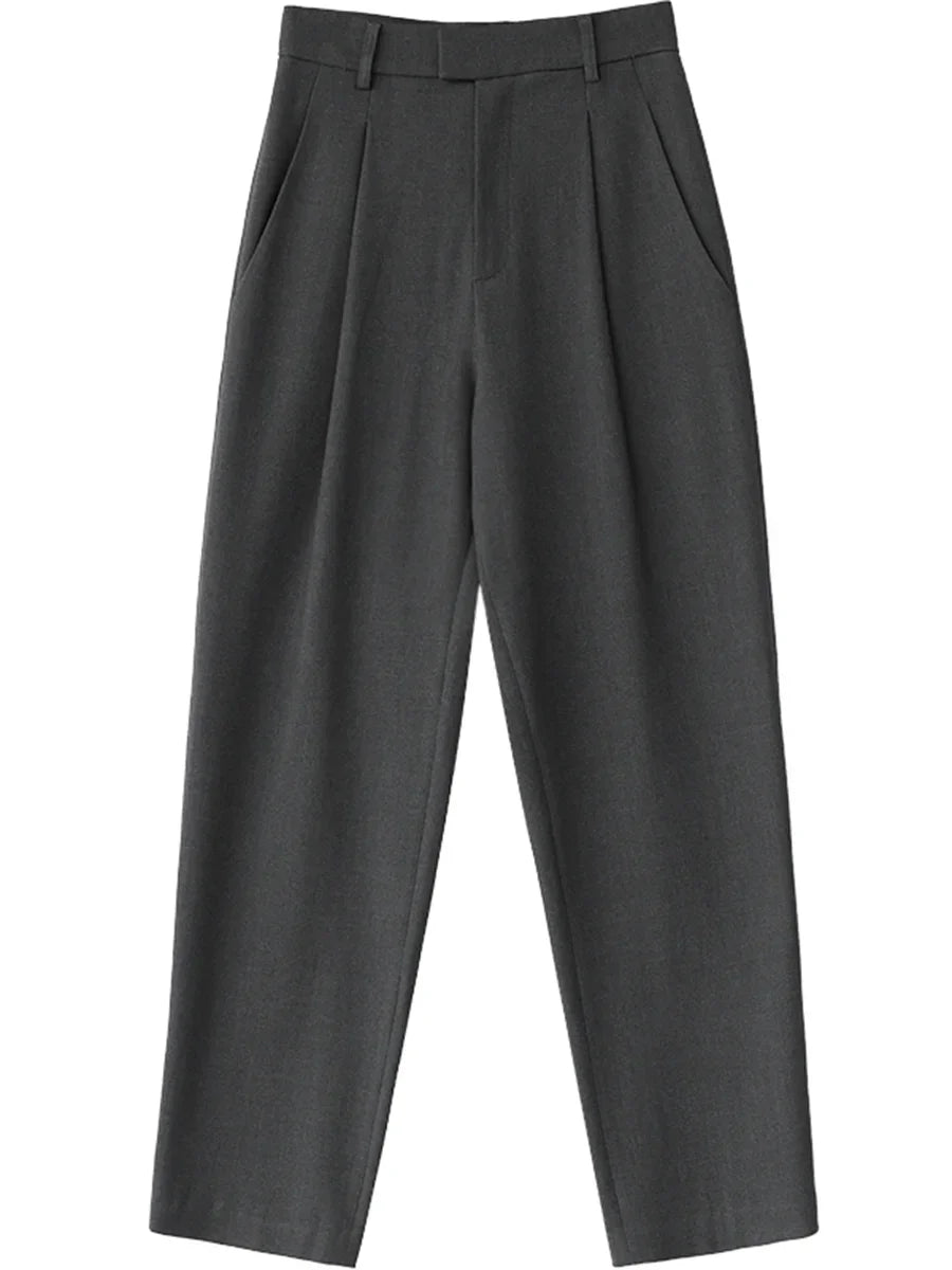 Ven Casual Women's Twill Suit Pants Wide Leg Straight