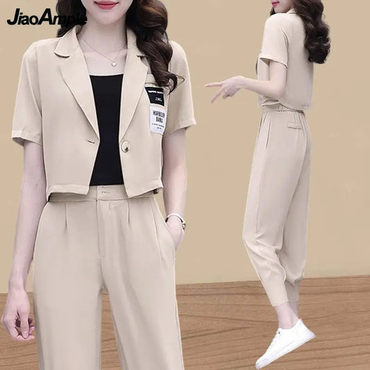 Summer Fashion Short Suit Jacket Set - Casual Blazers, Pants