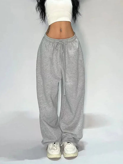 Casual Gray Sweatpants Women's Wide Leg Black Joggers Oversized