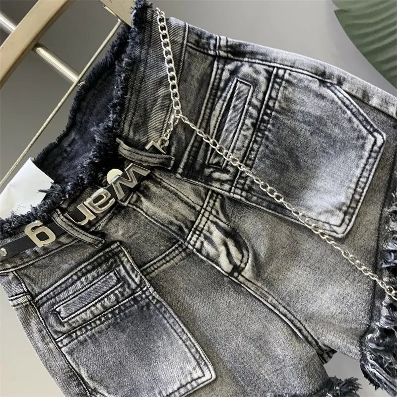 Y2K Booty Shorts Harajuku Retro Distressed Raw Edge Shorts Women's