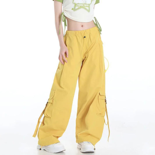 Vintage Dopamine Cargo Pants Women's Solid High Waist Versatile