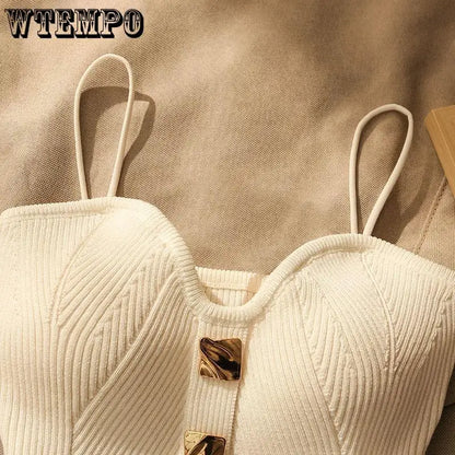 WTEMPO French Style Cross-knit Suspender Women's Summer Wear Sexy Beauty Camisole Slim High-end Bottom Bandeau Top