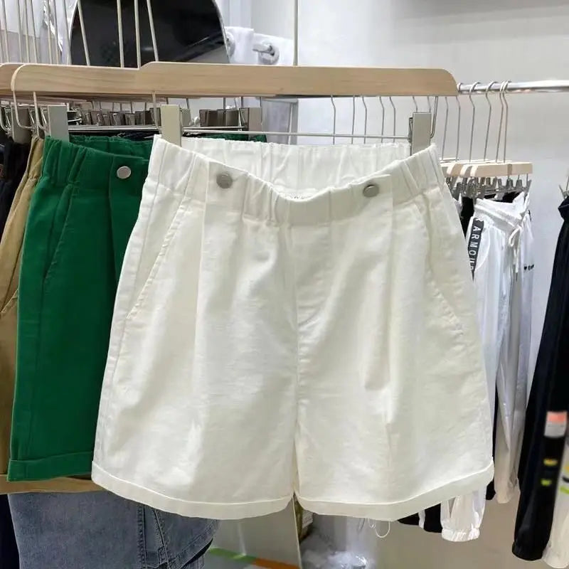 Women's Summer Shorts Beautiful Cotton Wide-Leg Shorts Casual Solid