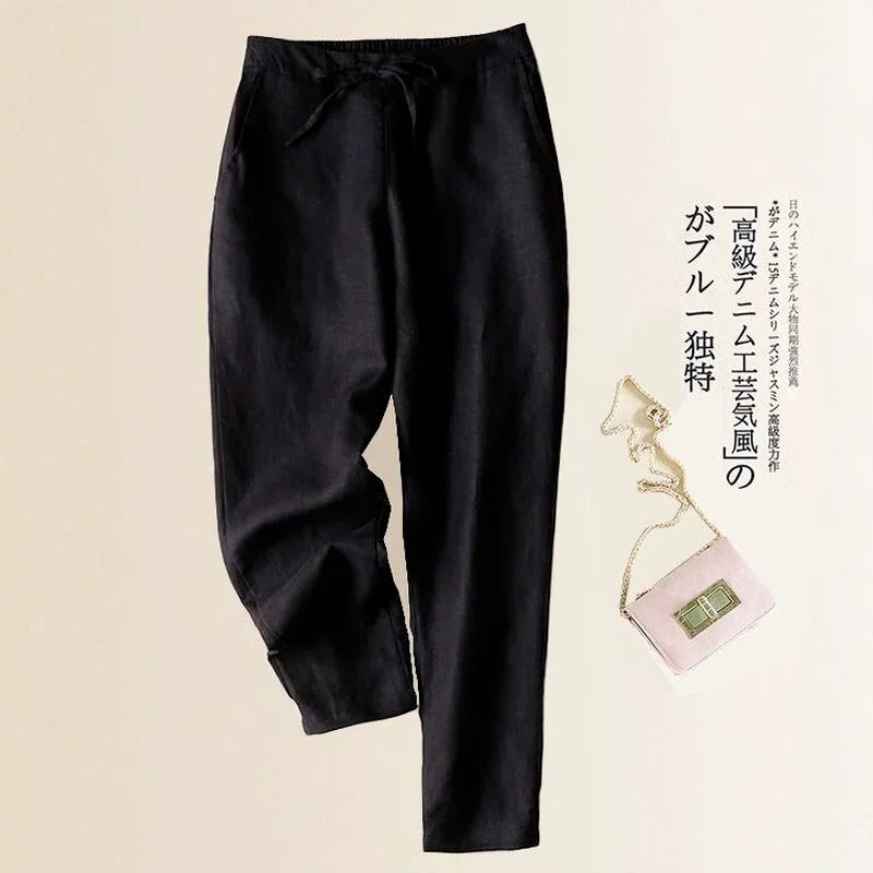 Casual Cotton Linen Pants Women Elegant Trousers Formal Pencil Pants Spring Loose S-5XL Brand Design Cotton Trousers Women 19724