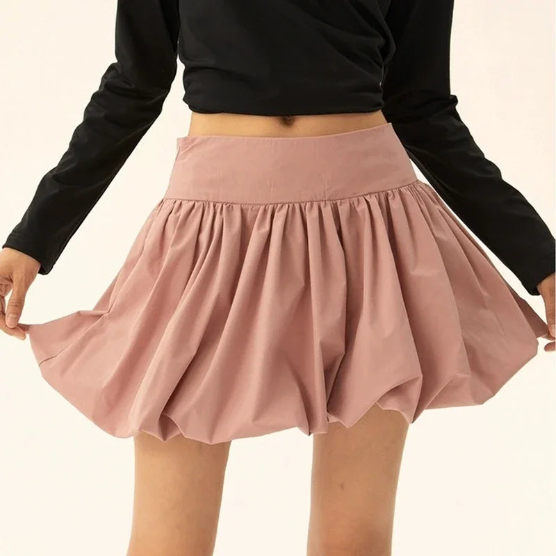 Y2K Fairycore Pleated Short Skirt Women's Kawaii Bubble Mini Skirt