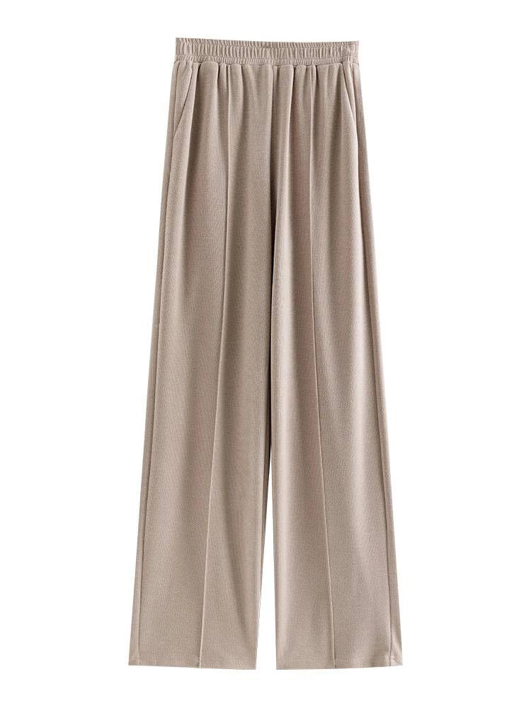 Ziqiao Pleated Wide Leg Women's Pants Casual Loose Office Slacks