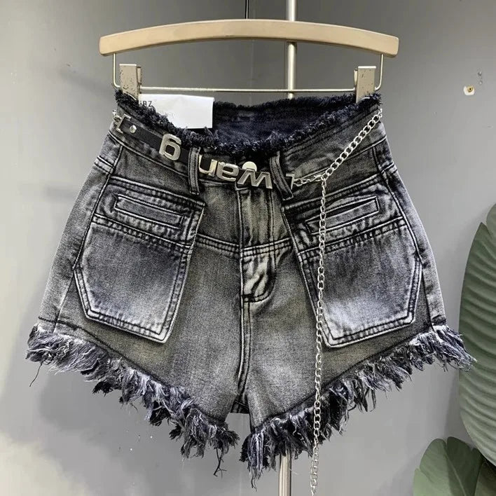 Y2K Booty Shorts Harajuku Retro Distressed Raw Edge Shorts Women's