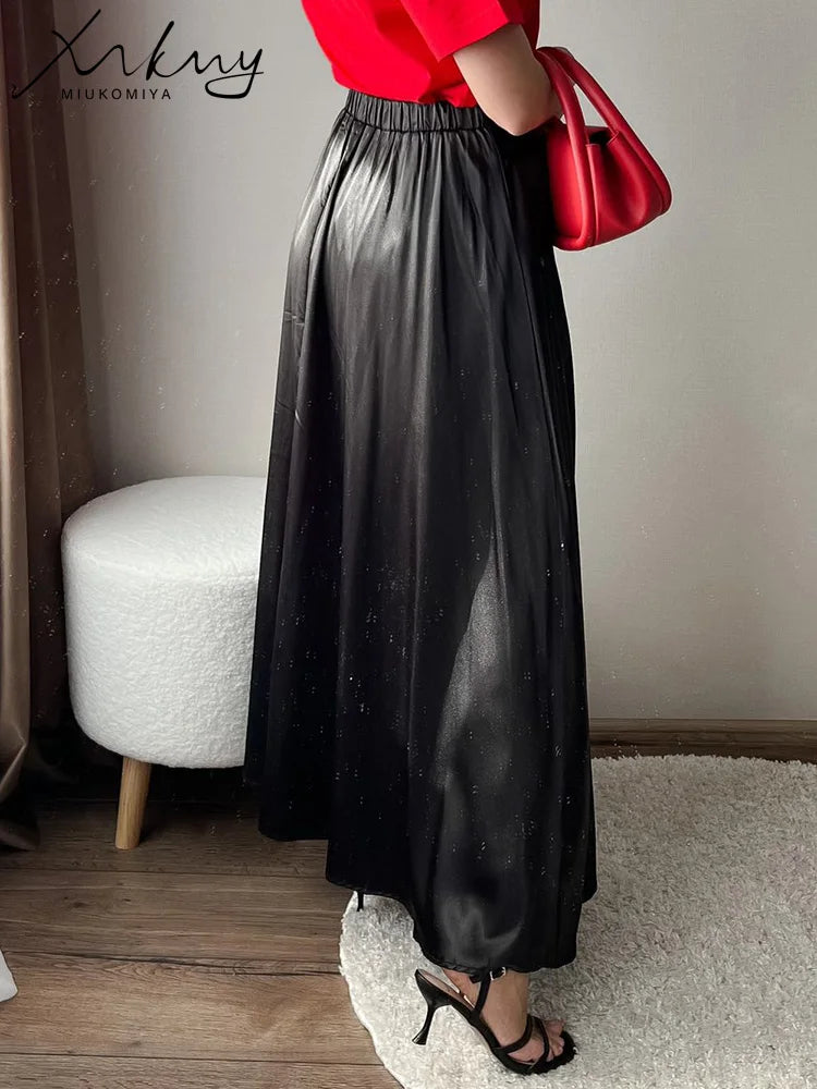 Long Skirts Satin Summer Silk Maxi Office Elegant