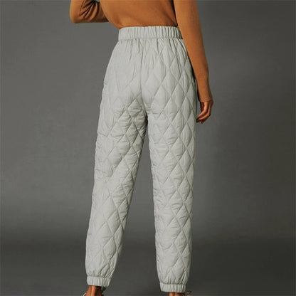 Women's Winter Warm High Waist Cotton Pants Quilted Padded Trousers