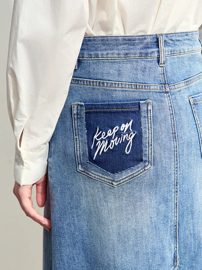 Minimalism Summer New Casual Denim Style Women's Skirts Letters