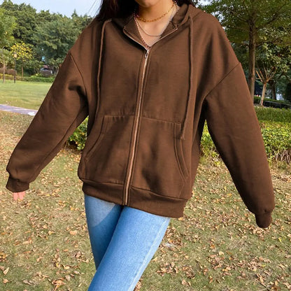 Sweatshirt Hoodie Oversize Hooded Cardigan Zip Up Hoodies Autumn Tops