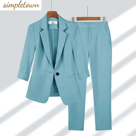 Women's Blazer Set - Wide Leg Pants