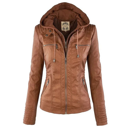 Basic Leather Jacket - Women’s Motorcycle PU Coat