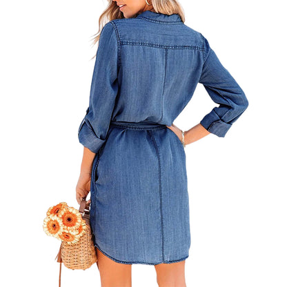 Women's Denim Dress - Long Sleeve Casual