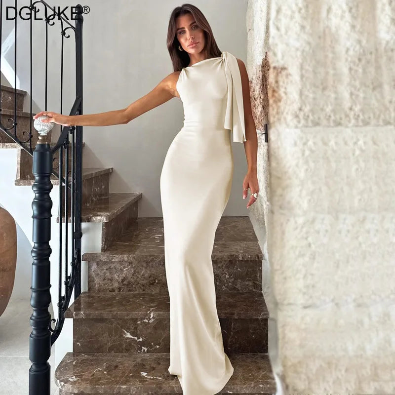 Sleeveless Maxi Dress - Off Shoulder Bodycon