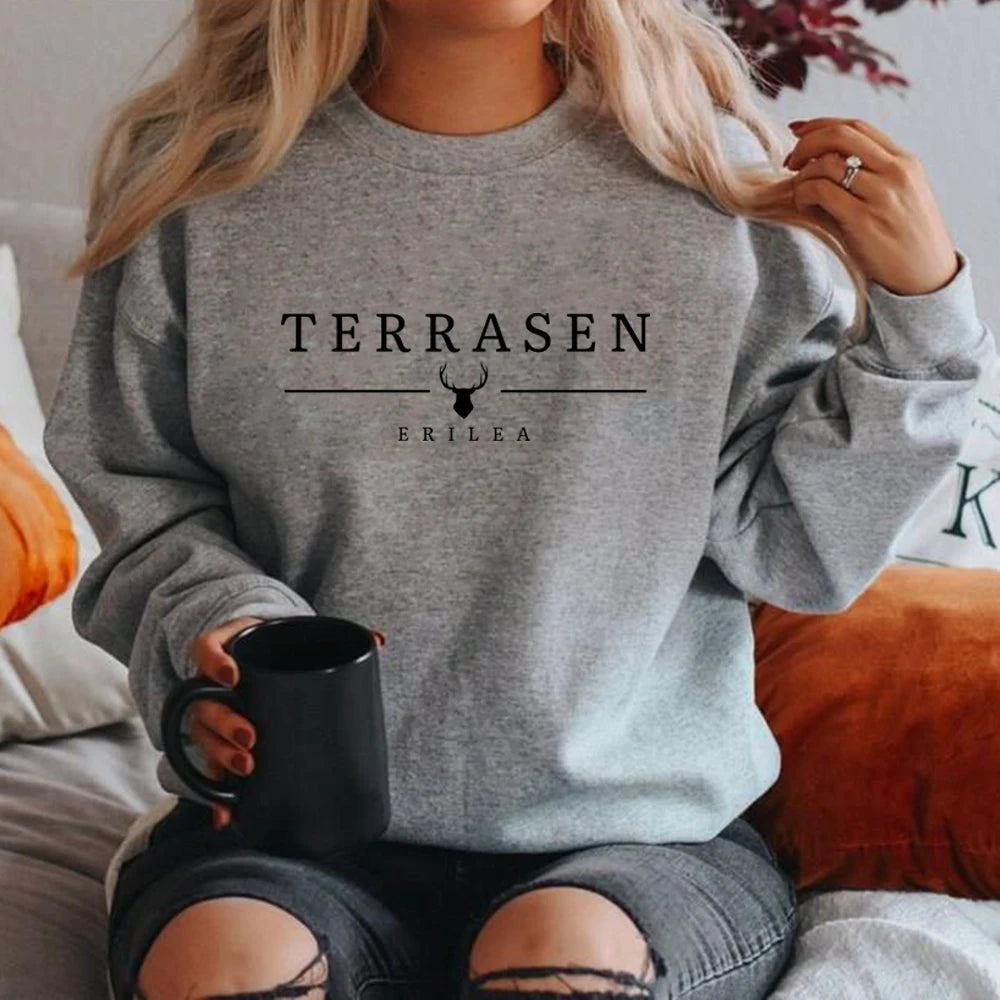 Terrasen Sweatshirt Throne of Glass Hoodie Women Crewneck Pullover