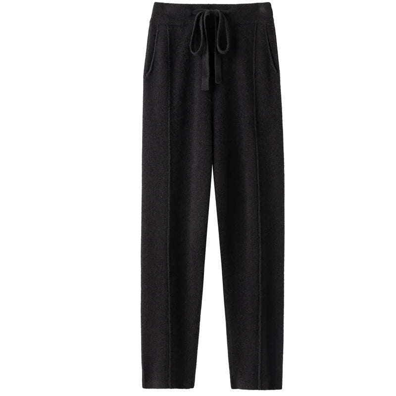 Ladies Autumn Winter 100% Cashmere Wool Pencil Pants Loose