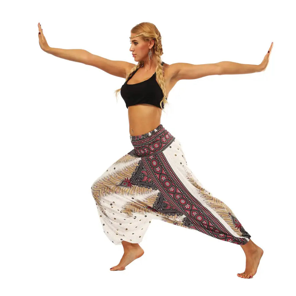 Women's Ethnic Style Loose Printed Bloomers High Waist Yoga Pants