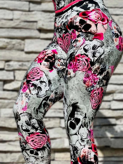 Women's Sport Leggings Fitness Yoga Skull Printed Running