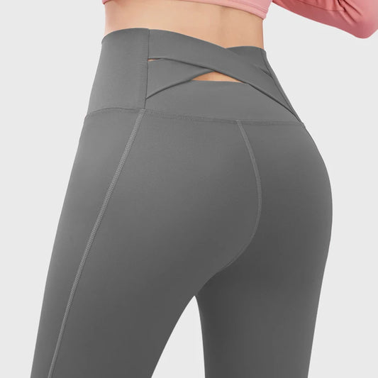 Yoga Pants Women's Elastic High Waist Cross Back Seamless Leggings