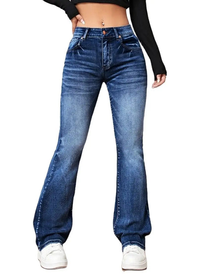 Fall Trousers High Waist Boot Cut Jeans Fashion