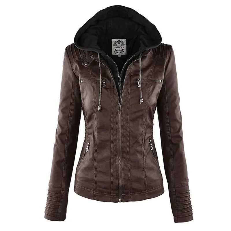 Basic Leather Jacket - Women’s Motorcycle PU Coat