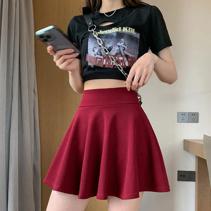 Summer Women's Skirts Fashion Mini Elastic Pleated Skirts