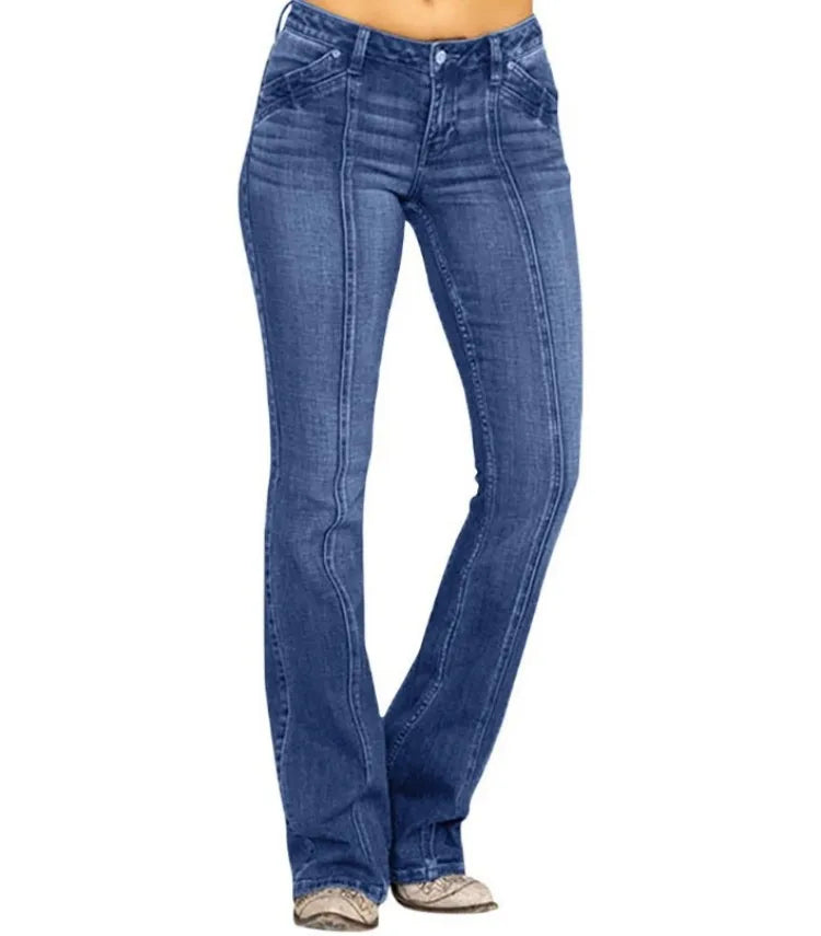 Women's Low Waist Boot Cut Jeans Slim Casual