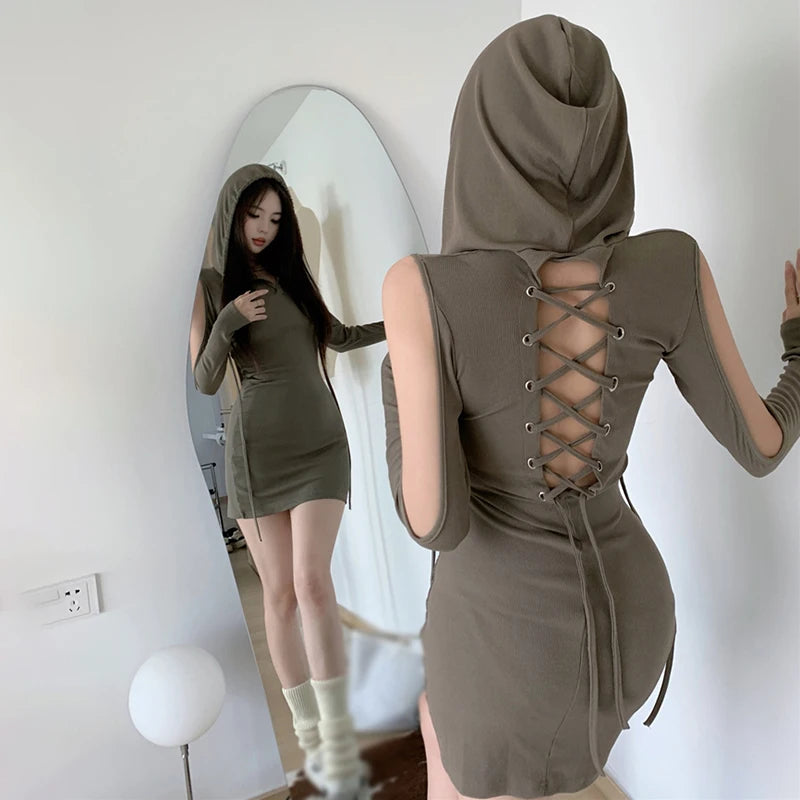 Casual Bodycon Short Dress - Long Sleeves, Elegant Hoodie Dress