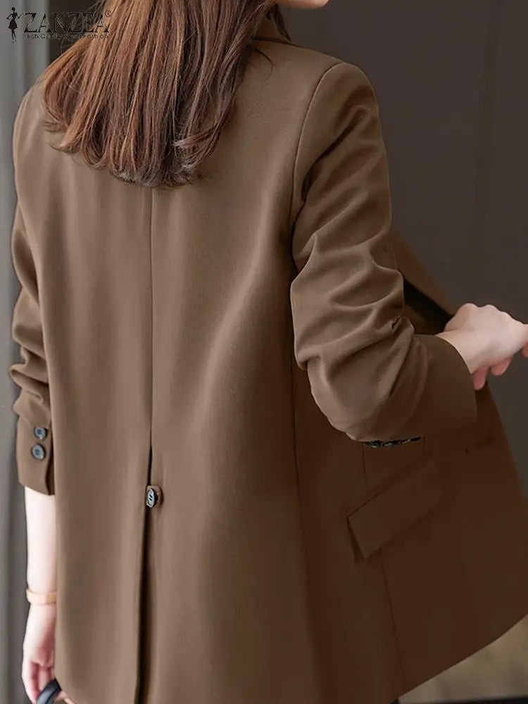 Fashion Women Blazer - ZANZEA Elegant Solid OL Work Suits