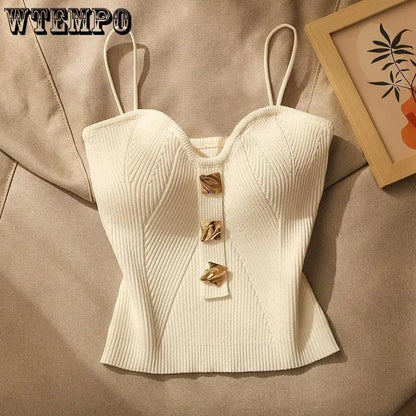 WTEMPO French Style Cross-knit Suspender Women's Summer Wear Sexy Beauty Camisole Slim High-end Bottom Bandeau Top