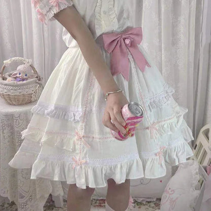 Sweet Soft Girls Bow Lolita Skirt Women's Ball Gown