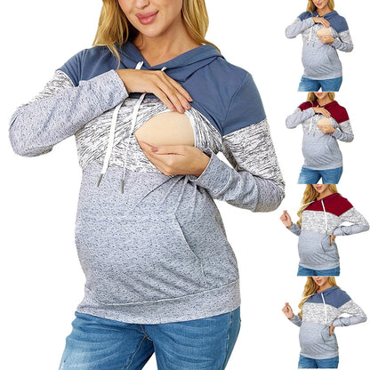 Pregnancy Maternity Breastfeeding Clothes Women Warm Long-sleeve Drawstring Hoodie