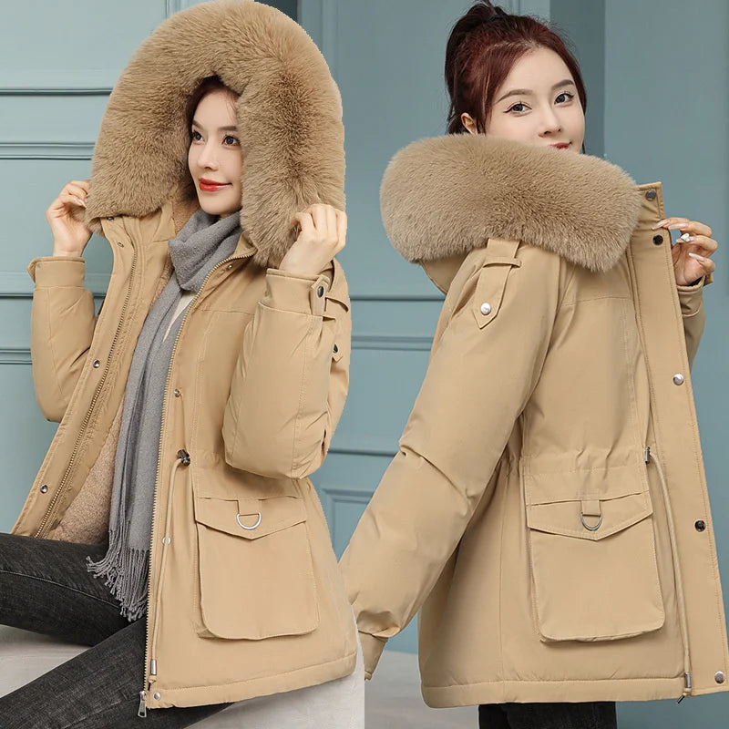 Women's Winter Puffer Coat - Thick Cotton Hooded