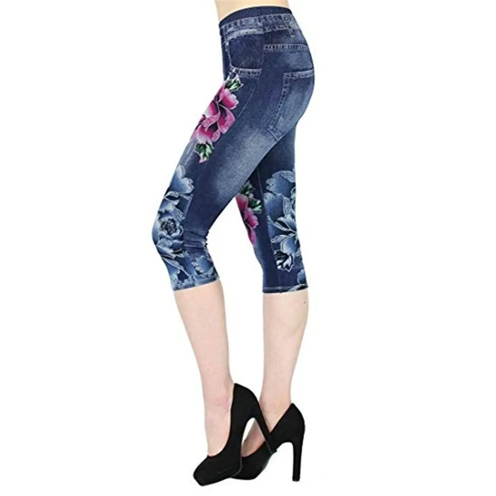 Women's Plus Size Leggings Imitation Cropped Trousers Mock