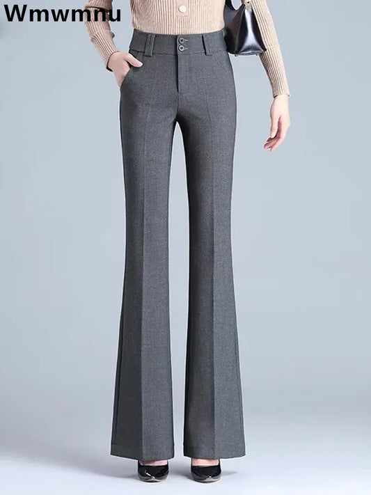 Office Ankle-Length Flare Suits Pants High Waist Casual Pantalones