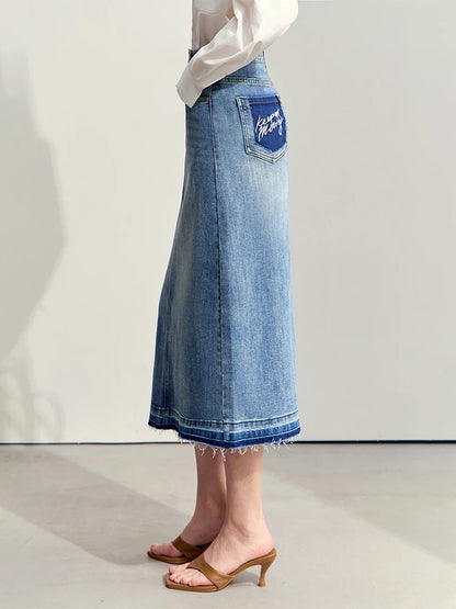 Minimalism Summer New Casual Denim Style Women's Skirts Letters