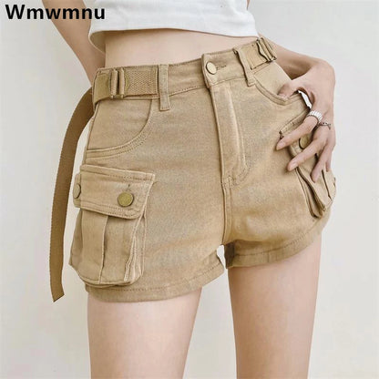 Shorts Denim Cargo Pants Women's Sexy Streetwear High Waist Summer Stretch Cortos