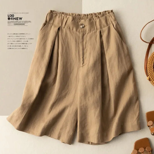 Women's Shorts With High Waisted Cotton Linen Harajuku Shorts Casual