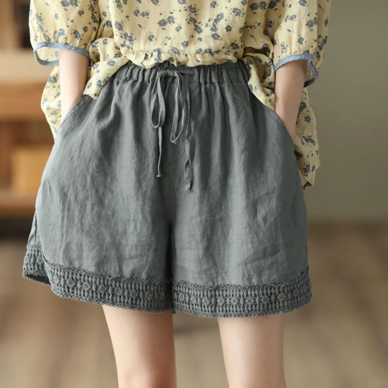 Teelynn Casual Elastic Waist Shorts Women's Summer Cotton