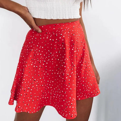 Short Skirt Summer Umbrella Skirt Ruffled Above Knee Floral