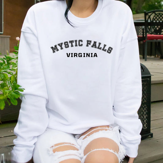 Retro Mystic Falls Virginia Sweatshirt The Vampire Diaries Hoodie TVD Fan Gift