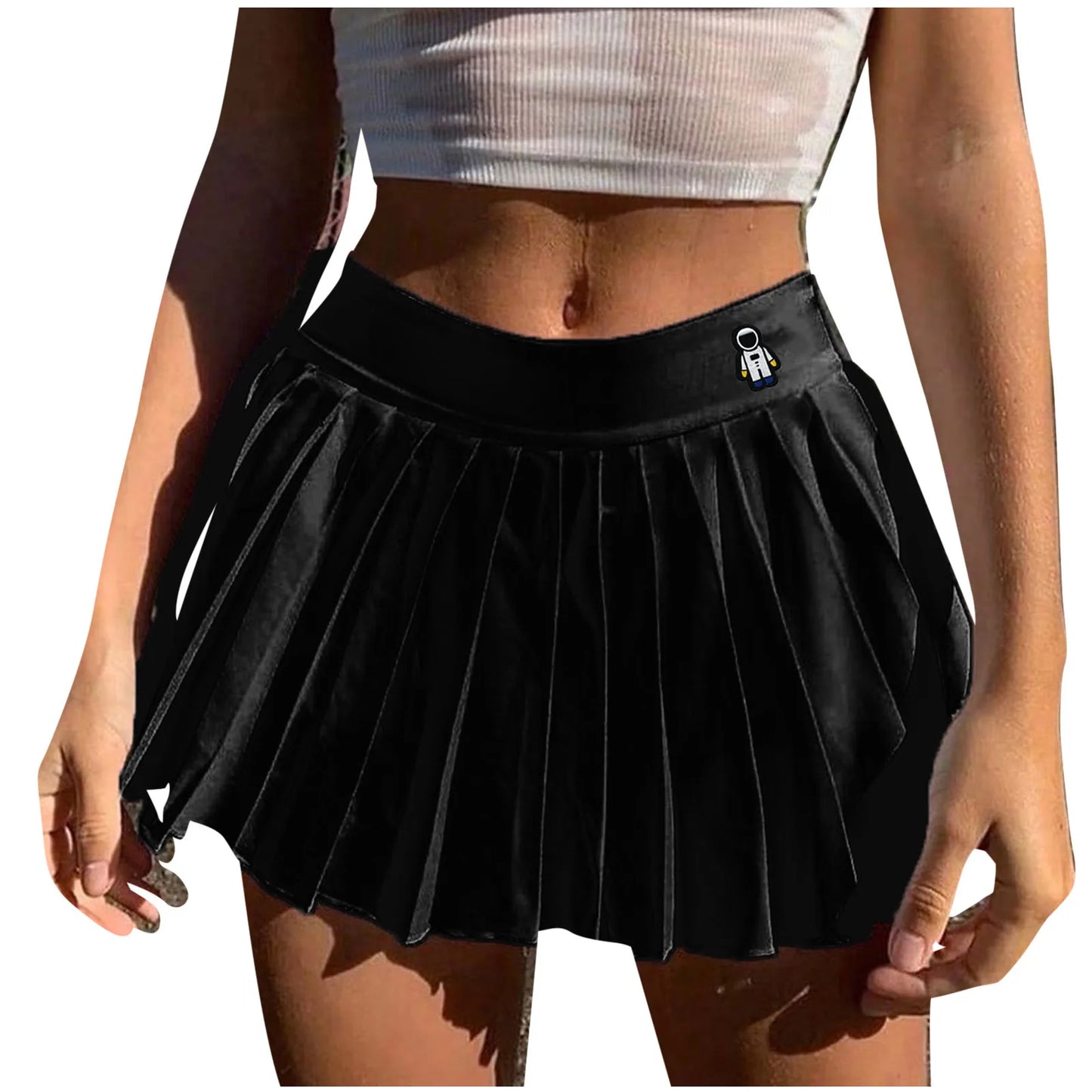 White Pleated Skirts Short Elastic Waist Mini Skirts Sexy