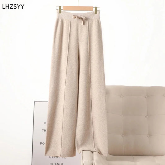 Wool Wide Leg Pants Autumn Winter Cashmere Loose Trousers