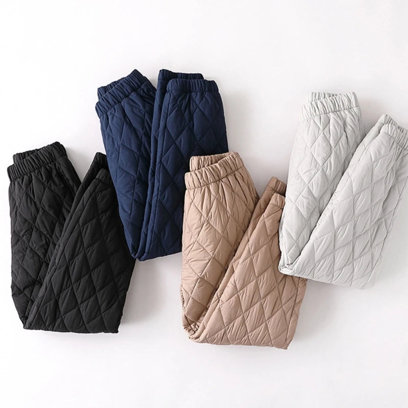 Women's Winter Warm High Waist Cotton Pants Quilted Padded Trousers