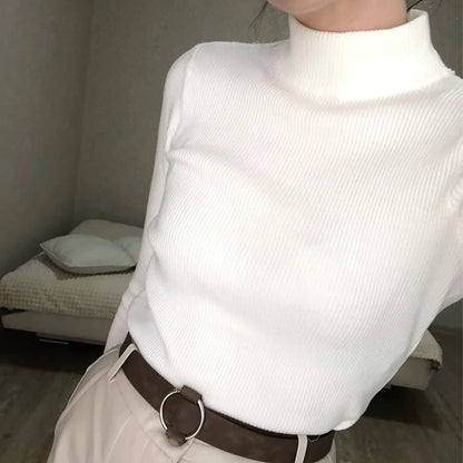 2024 New-coming Autumn Winter Top Pull Femme Turtleneck Pullovers Women's Sweaters Long Sleeve Slim Korean Chic Jumpers