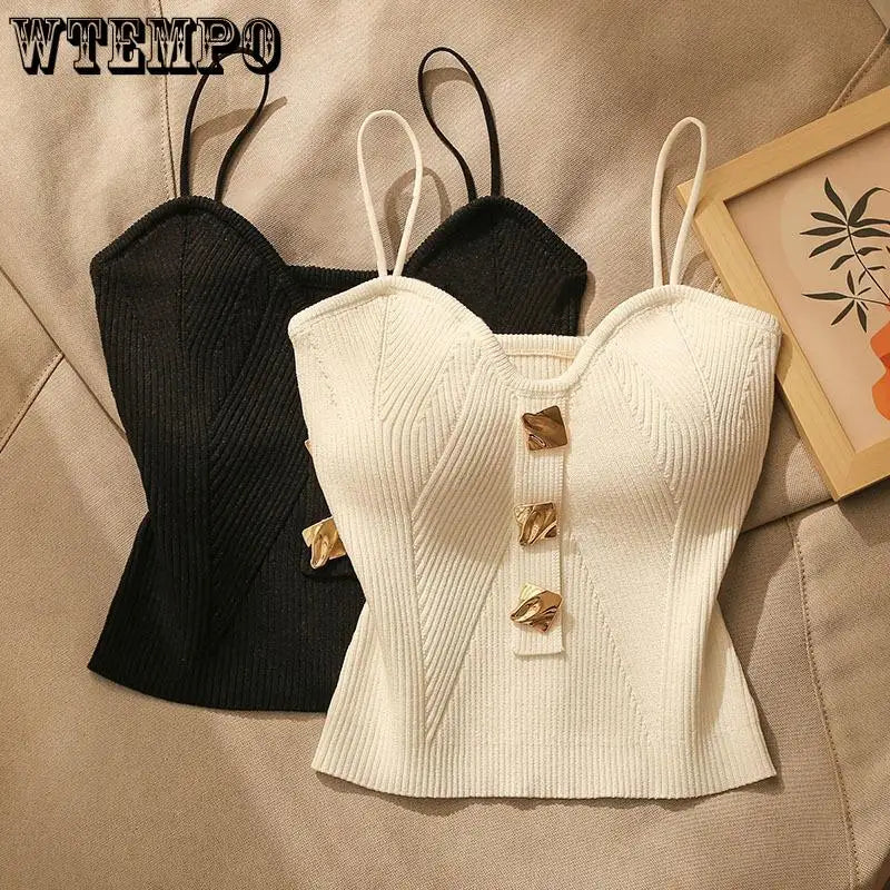 WTEMPO French Style Cross-knit Suspender Women's Summer Wear Sexy Beauty Camisole Slim High-end Bottom Bandeau Top