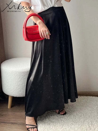 Long Skirts Satin Summer Silk Maxi Office Elegant