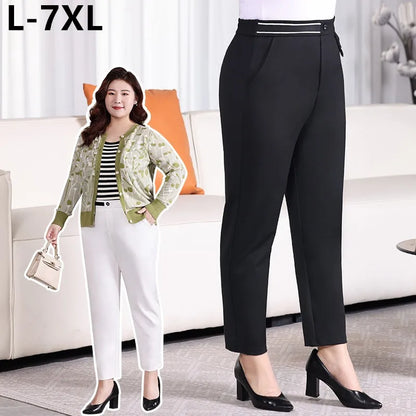 Ankle Length White Black Plus Size Harem High Waisted Trousers