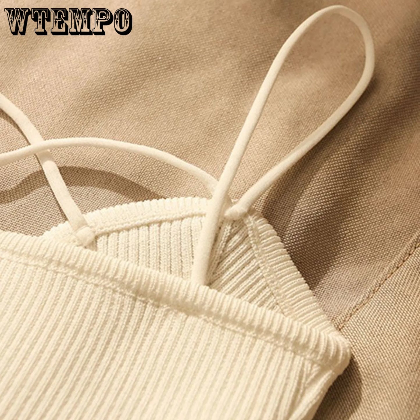 WTEMPO French Style Cross-knit Suspender Women's Summer Wear Sexy Beauty Camisole Slim High-end Bottom Bandeau Top